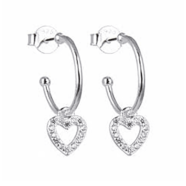 Aros Argolla Corazón Circón Colgante Plata Fina 925