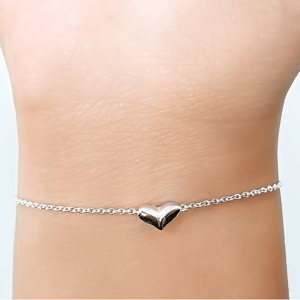 Pulsera Corazón Plata Fina 925