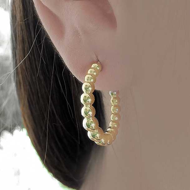 Aros Argolla Bolitas 22mm Enchapado Oro 18K