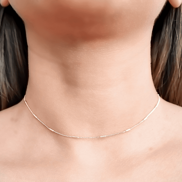 Collar Choker Anastacia Tubos Enchapado Oro 18K