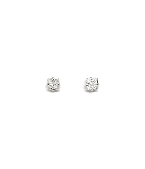 Aros Circón Mini Cuadrado 3mm Plata Fina 325