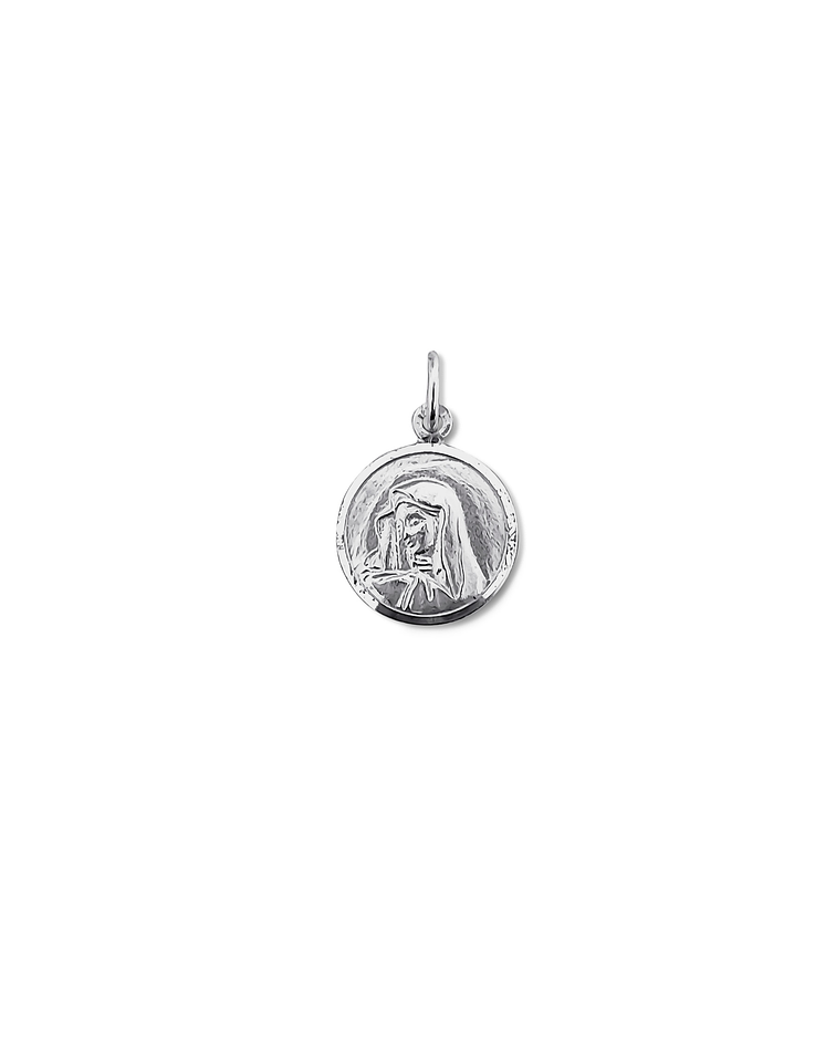 Colgante Medalla Virgen Dolorosa 14mm Plata Fina 925