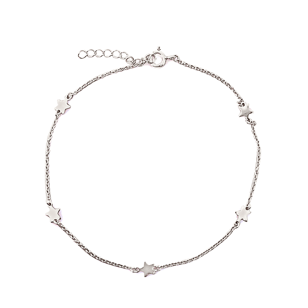 Tobillera 5 Estrellas Plata Fina 925