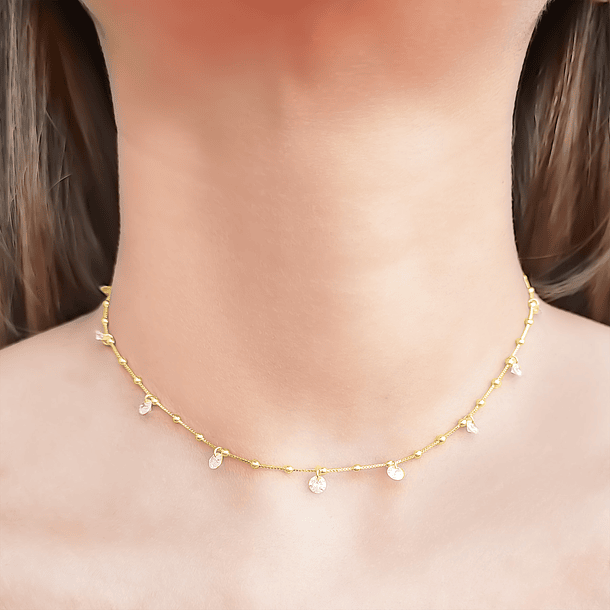 Collar Choker Veneciana 11 Circones Enchapado Oro 18K 3