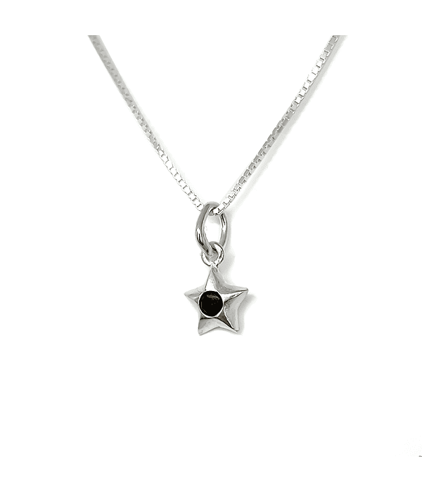 Collar Estrella Circón Negro Plata Fina 925