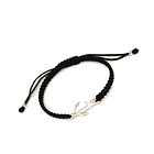 Pulsera Ancla Plata Fina 925 Cordón Negro Ajustable 1