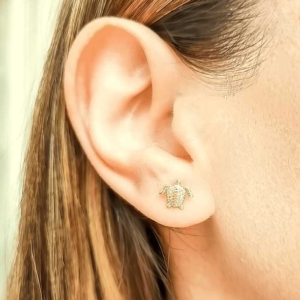 Aros Tortuga 9mm Enchapado Oro 18K 4