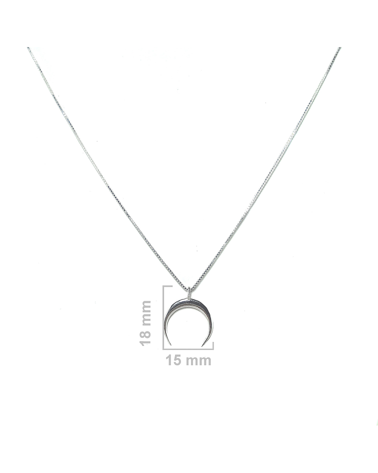 Collar Luna Invertida 45cm Plata Fina 925