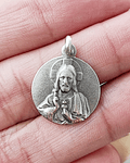 Colgante Medalla Sagrado Corazón 16mm Plata Fina 925