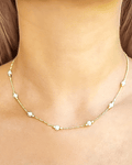 Collar Lis Perlas Sintéticas Enchapado Oro 18K