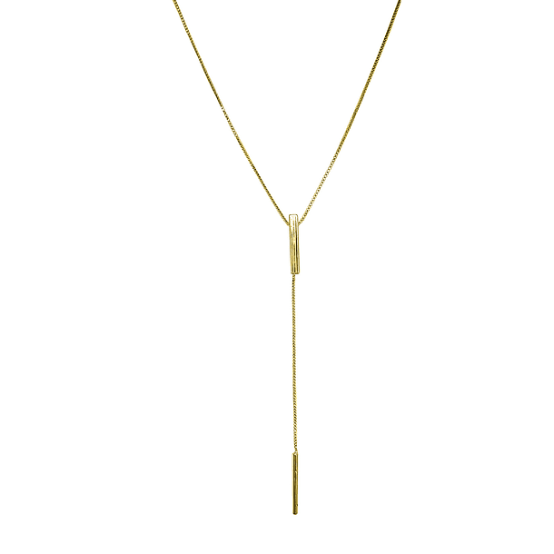 Collar Péndulo Tubo Cuadrado Enchapado Oro 18K