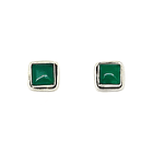 Aros Botón Cuadrado Jade Plata Fina 925 1