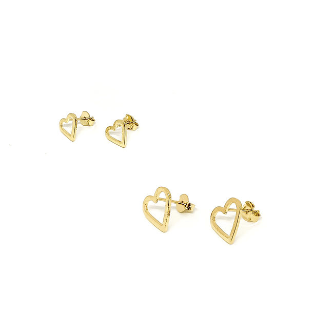 Aros Corazón Fino Calado Enchapado Oro 18K