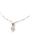 Collar Corazón Circón Rosado Plata Fina 925 45CM