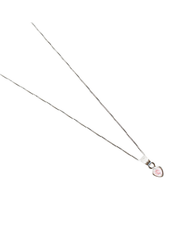 Collar Corazón Circón Rosado Plata Fina 925 45CM