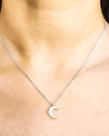 Collar Luna Circones Blancos Mini Plata Fina 925