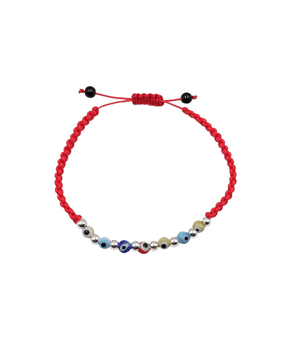 Pulsera Ojos Turcos Colores Cordón Rojo