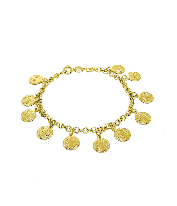 Pulsera Medallas San Benito Enchapado Oro 18K