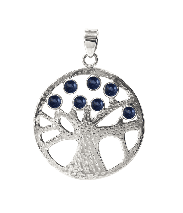 Colgante Árbol de la vida 7 Chakras Lapislázuli Plata Fina 925