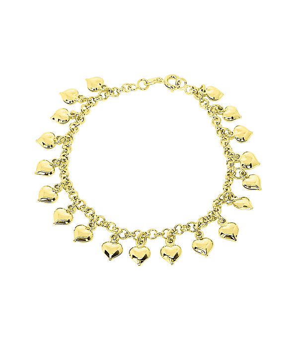 Pulsera Corazón Enchapada Oro 18K