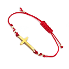 Pulsera Cruz Enchapado Oro 18K Cordón Rojo 1