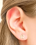 Aros Estrella Calada 8mm Enchapado Oro 18 K 