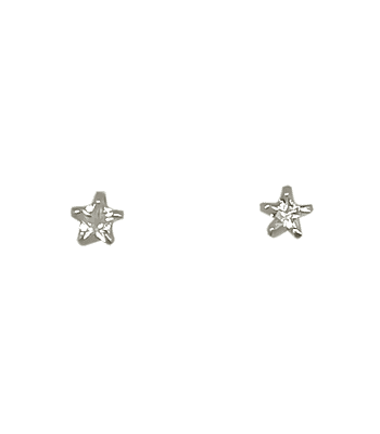 Aros Mini Estrella Circón Blanco 3mm Plata Fina 925