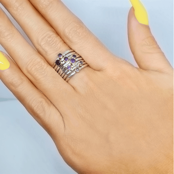 Anillo Anisha Amatista Plata Fina 925 3