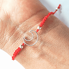 Pulsera Luna Plata Fina 925 Cordón Rojo 3