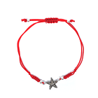 Pulsera Estrella De Mar Plata Fina 925 Envejecida Cordón Rojo 2