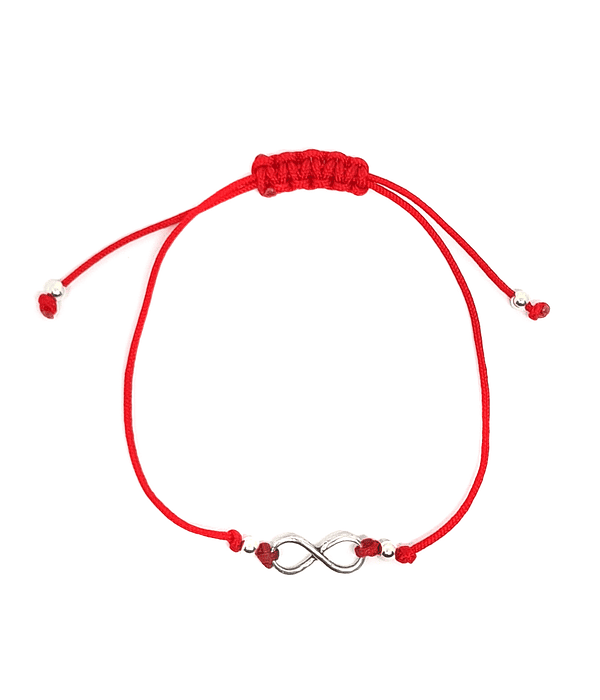 Pulsera Infinito Plata Fina 925 Cordón Rojo