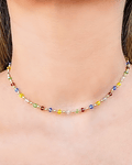 Collar Choker Cristales Enchapado  Oro 18 K 38cm
