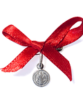 Colgante Medalla San Benito 7mm Plata Fina 925 Cinta Roja