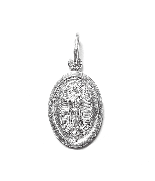 Colgante Medalla Virgen de Guadalupe 12mm Plata Fina 925