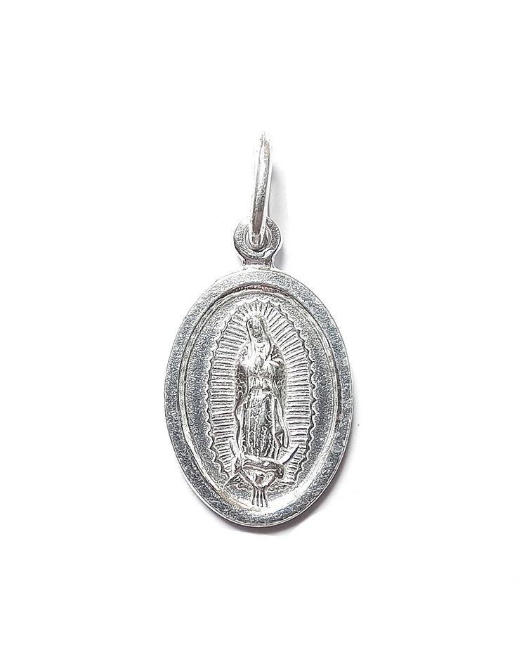 Colgante Medalla Virgen de Guadalupe 12mm Plata Fina 925