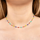 Collar Choker Cristales Colores 40cm Enchapado Oro 18K  3