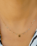 Collar Circones Colores Estrella Enchapado Oro 18 K 50cm