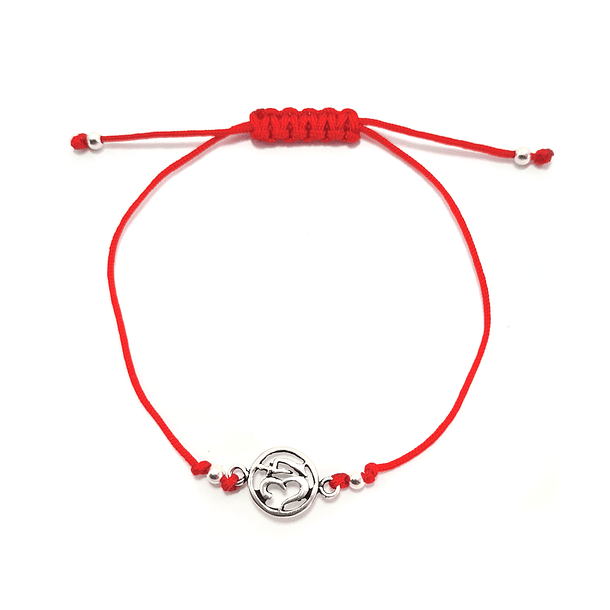 Pulsera Ohm Plata Fina 925 Cordón Rojo