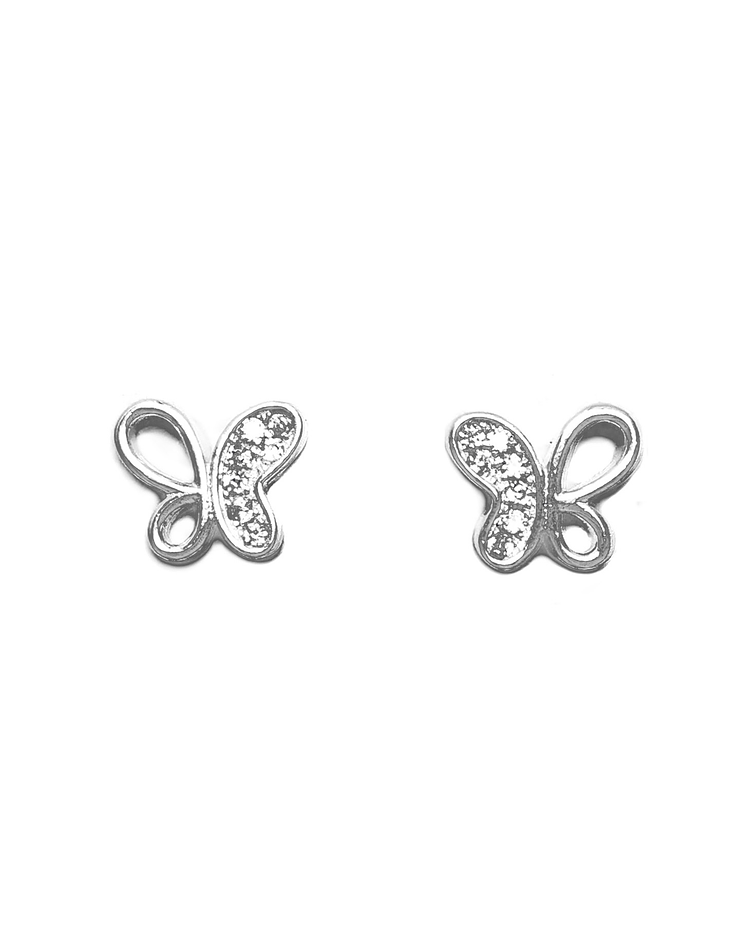 Aros Mariposa Circón Plata Fina 925