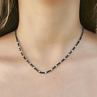 Collar Cristales Facetados Negros Plata Fina 925 3