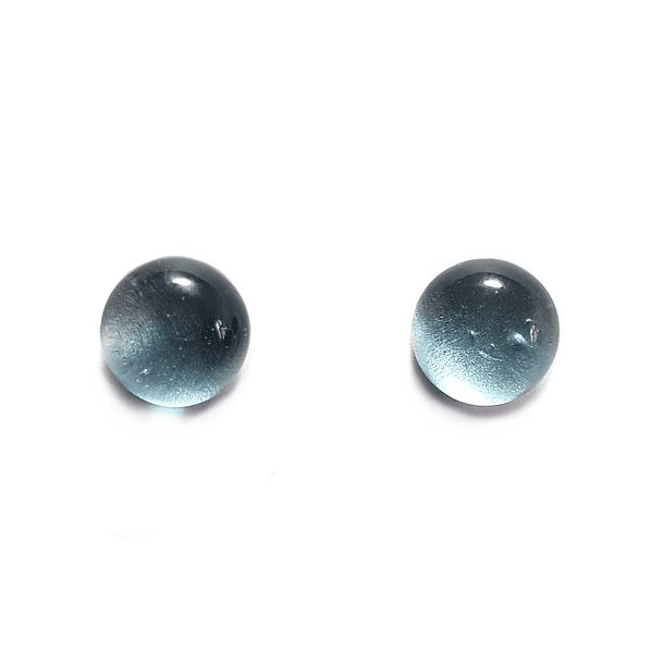 Aros Media Bola Topacio Celeste 9mm Plata Fina 925