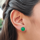 Aros Media Bola Jade 9mm Plata Fina 925 3