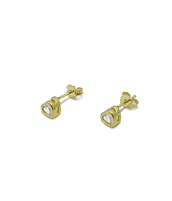 Aros Corazón Circón Blanco 5mm Enchapado Oro 18K