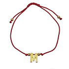 Pulsera Letras Cordón Rojo Enchapado Oro 18K 14