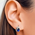 Aros Tulipán Circón Azul Plata Fina 925 4