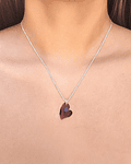 Collar Corazón Cristal Austriaco Morado 45cm Plata Fina 925 