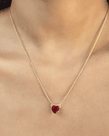 Collar Corazón Circón Rojo Enchapado Oro 18K