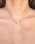 Collar Cubo Cristal Enchapado Oro 18 K 