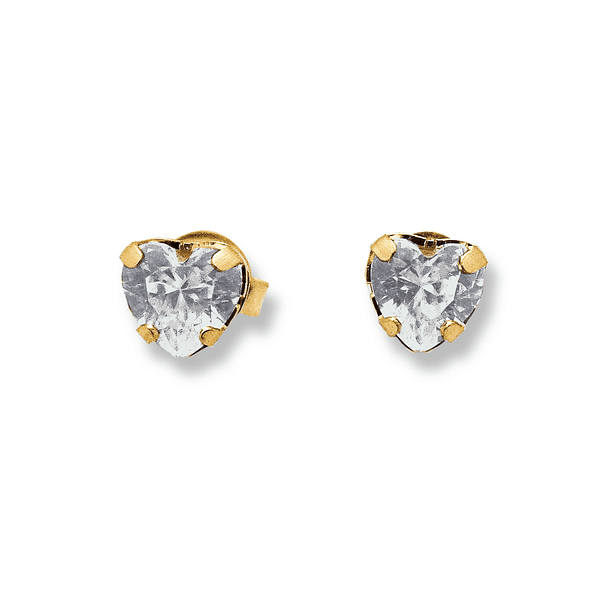 Aros Circón Corazón Enchapado Oro 18K