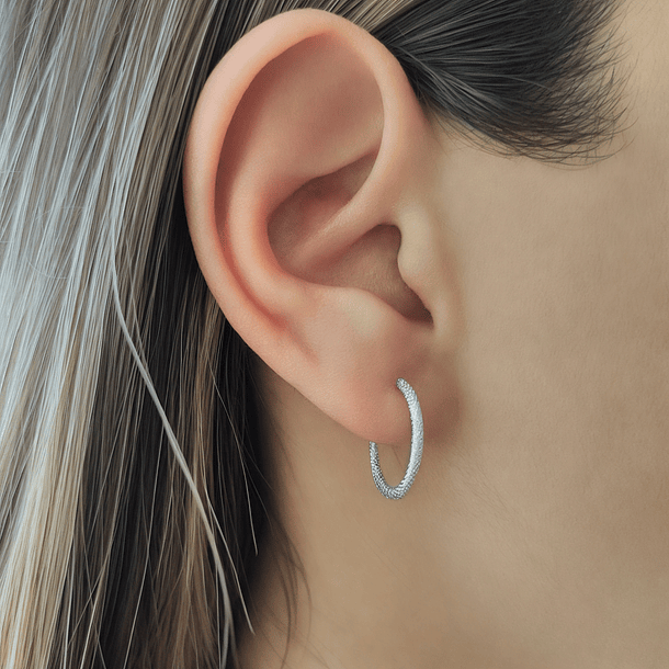 Aros Argolla Satinada Daniela 17mm Plata Fina 925 3